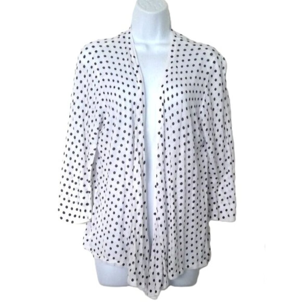 NEW Chico's Sweater Lightweight Polka Dot Open Waterfall 3/4 Sleeve Chico's Sz 3